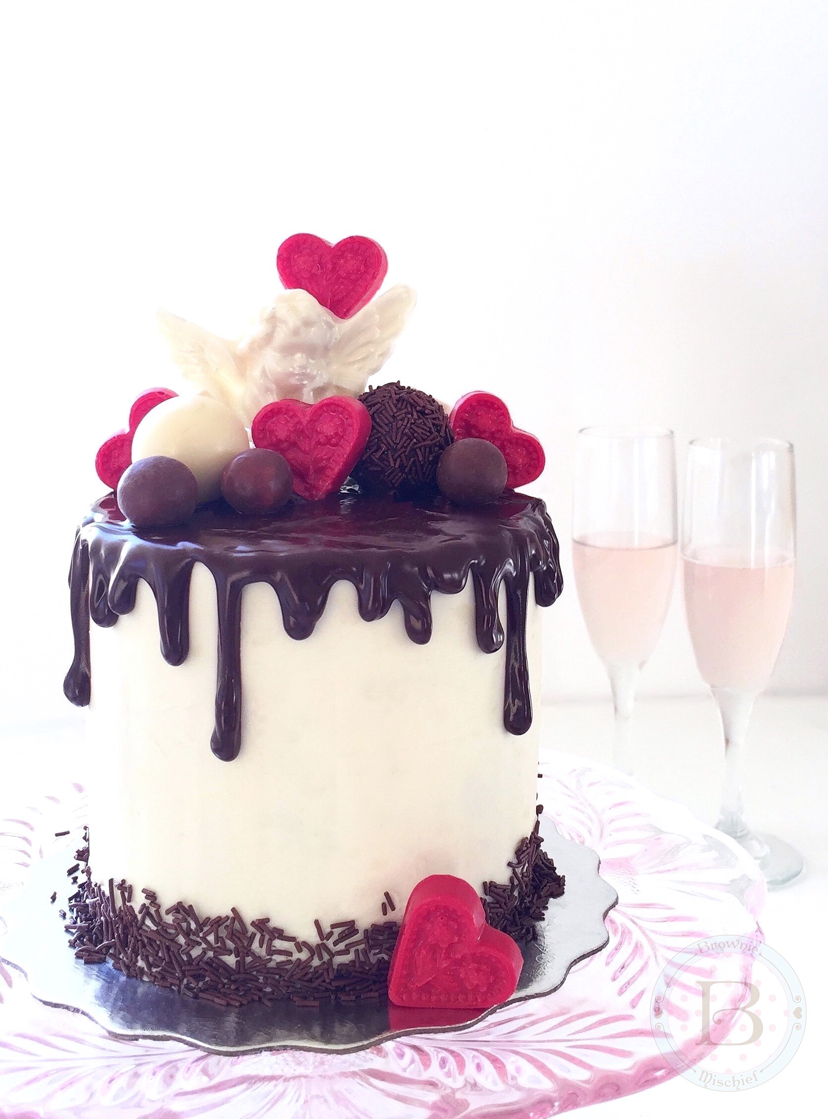 Chocolate Lovers' Valentine Drip Cake for Two