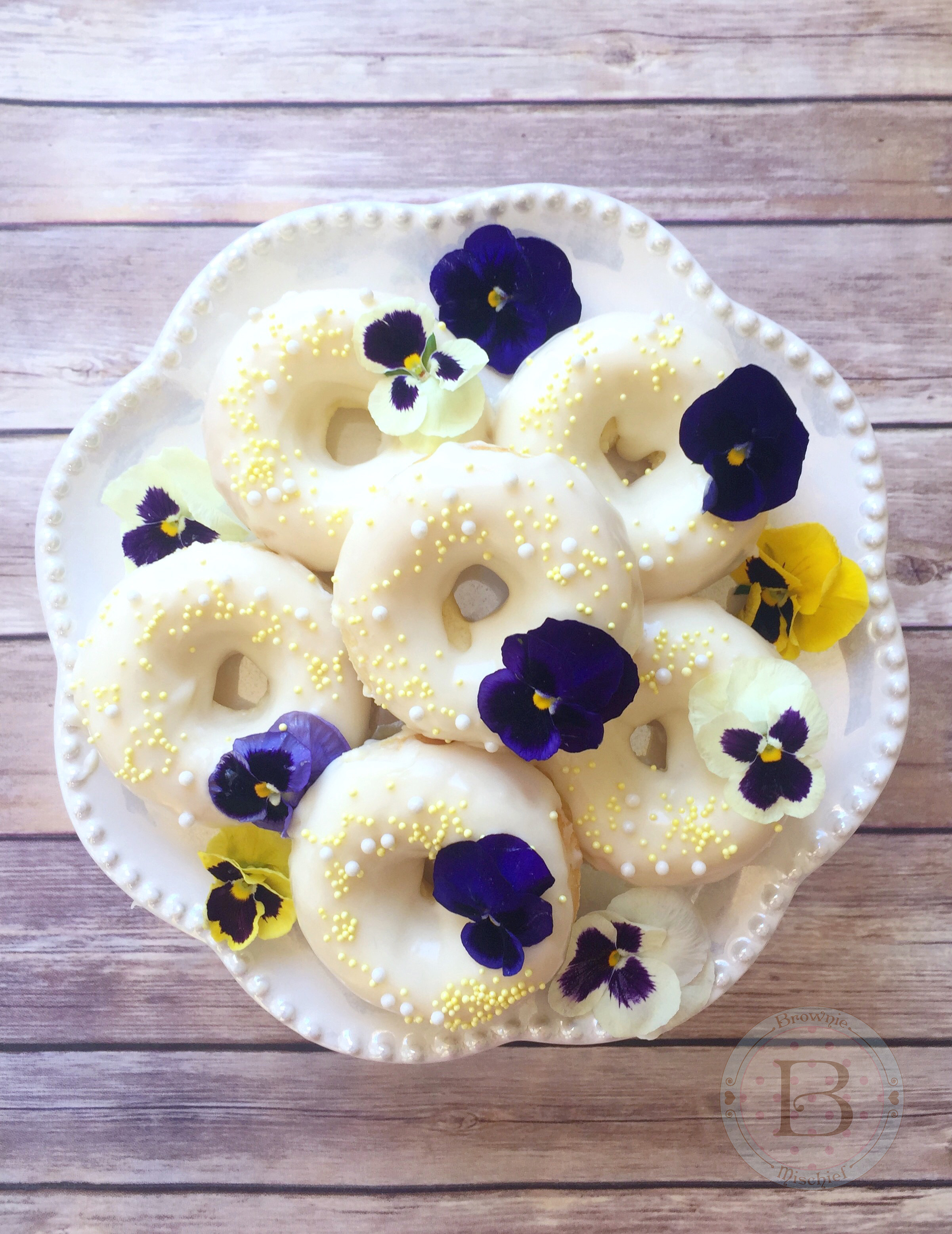 Lemon Buttermilk Donuts with Honey Cream Cheese Icing by Brownie Mischief