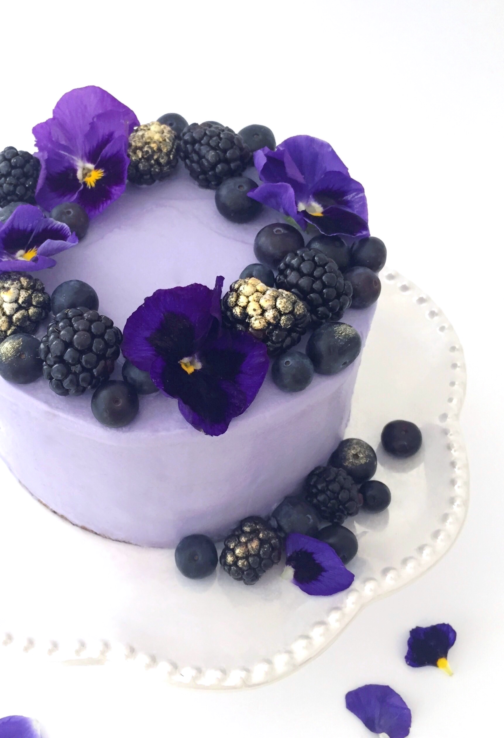 Purple Berry Cake with Silky Cream Cheese Frosting by Brownie Mischief