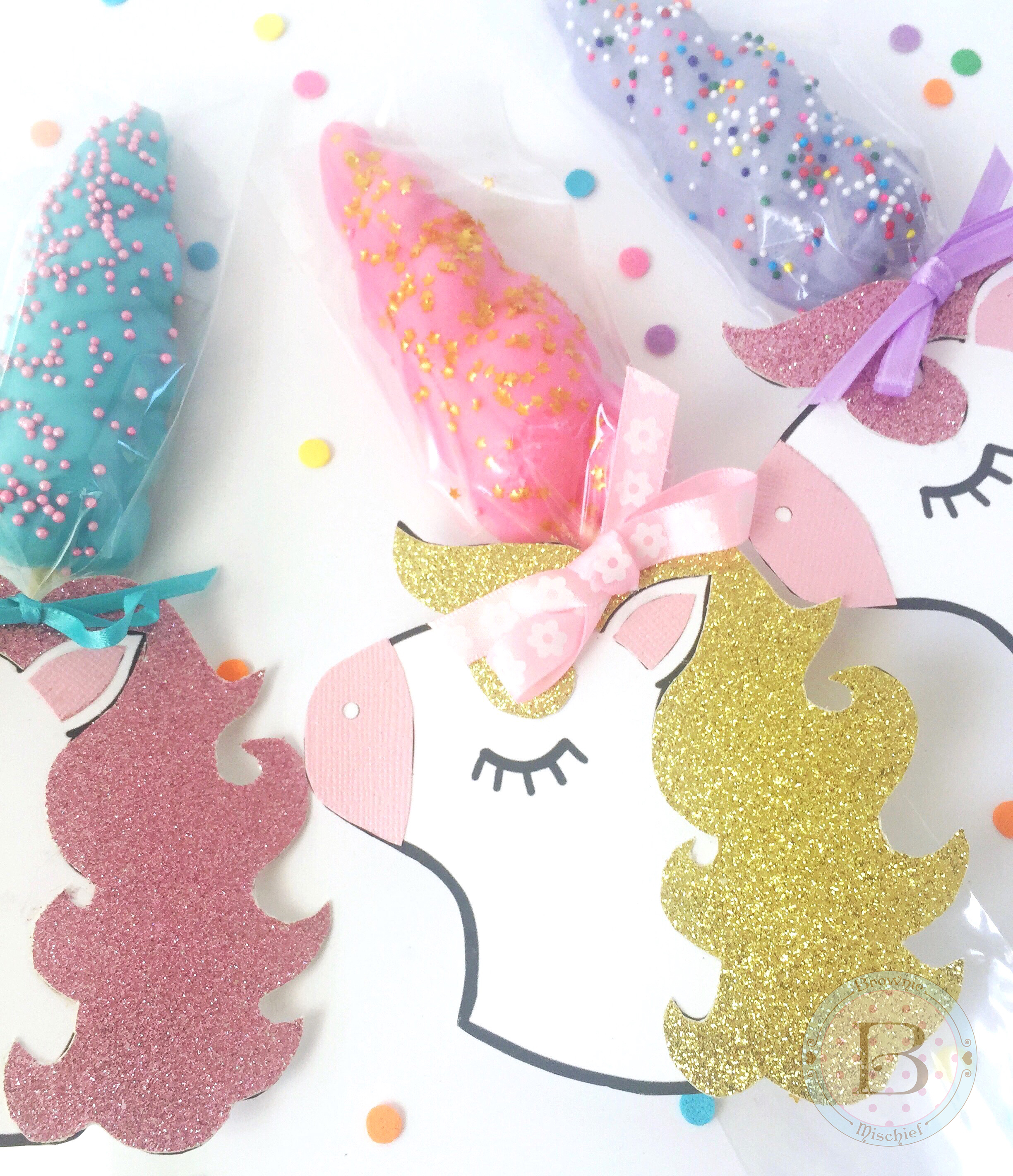 Unicorn Horn Cookie Party Favors by Brownie Mischief
