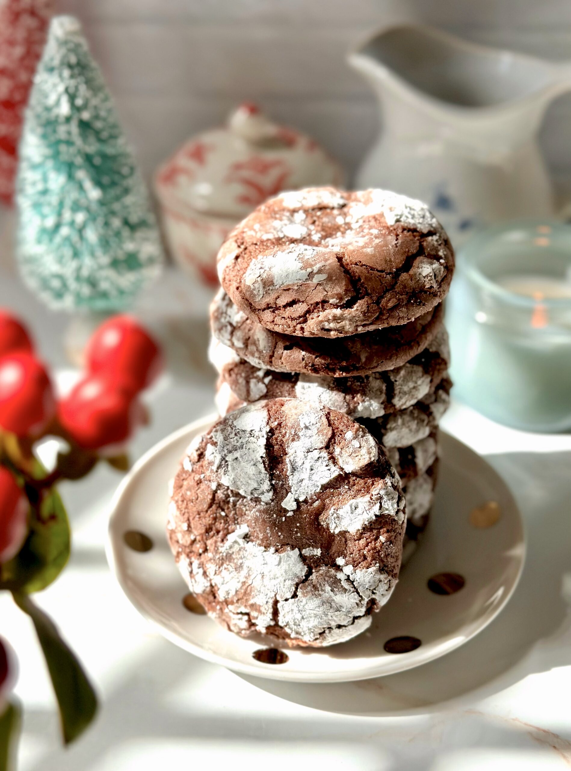 Fudge Filled Chocolate Crinkle Cookies