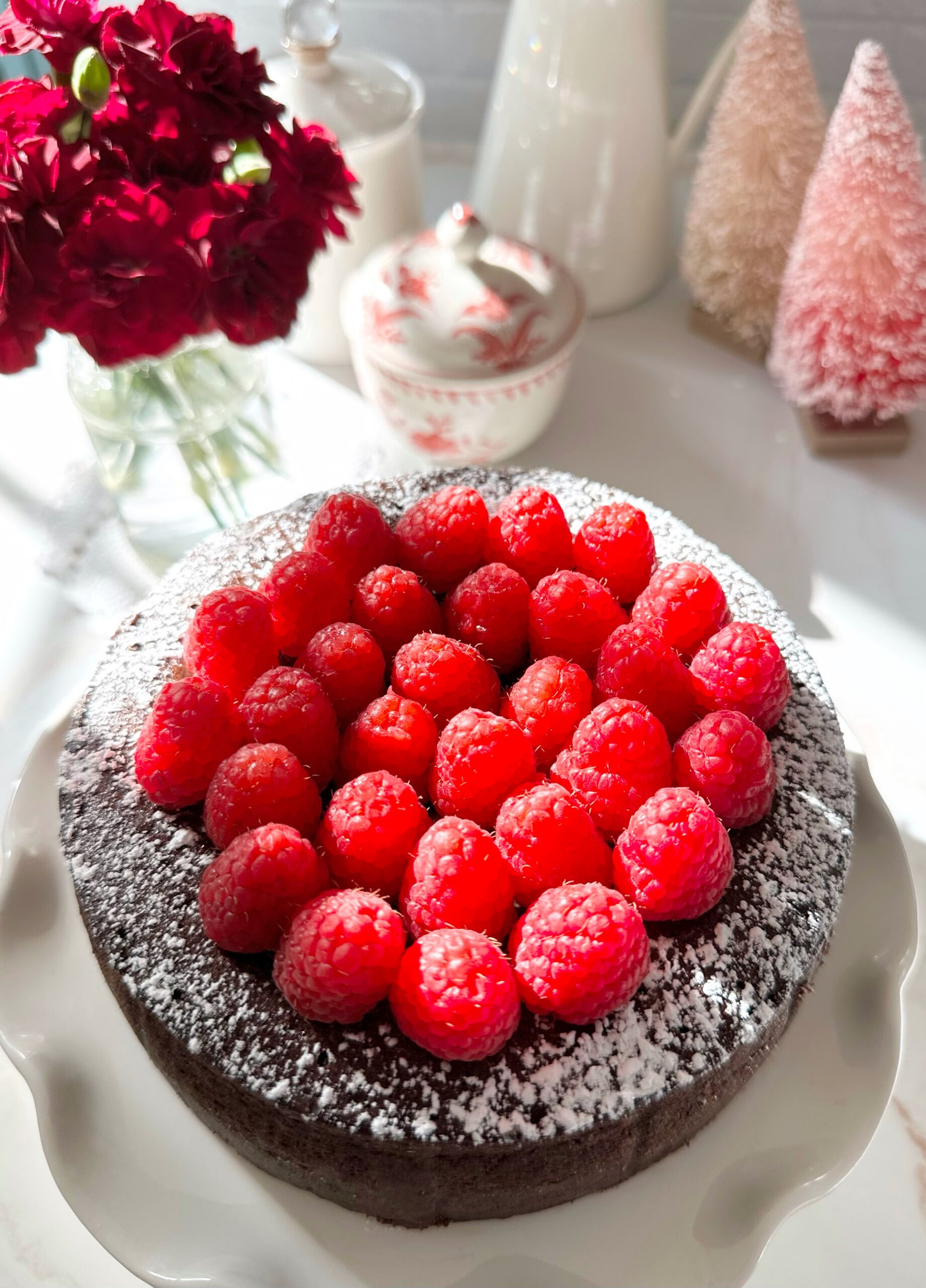 Flourless Chocolate Cake with Raspberry Sauce