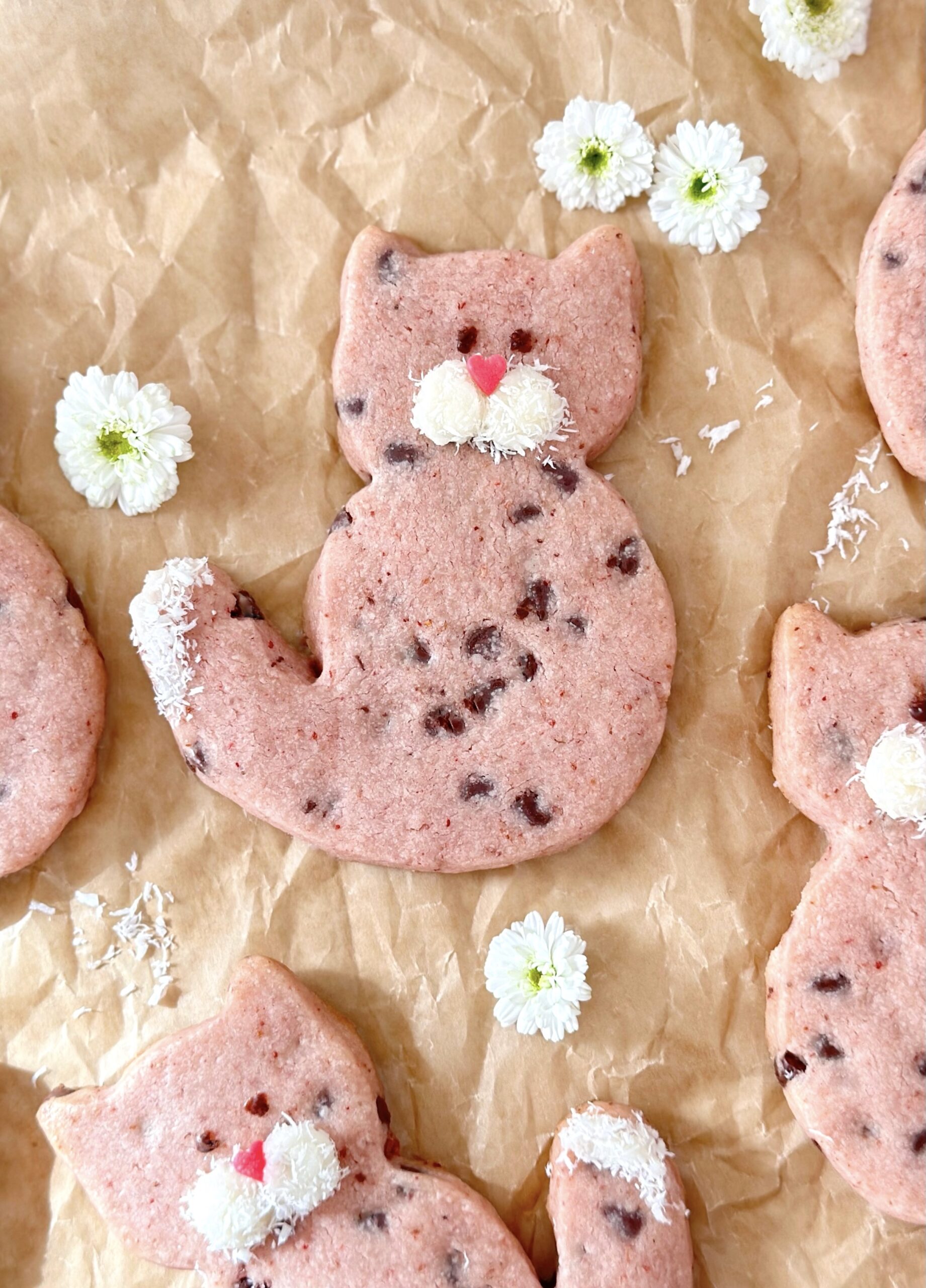 Strawberry Chocolate Chip Shortbread Cookies