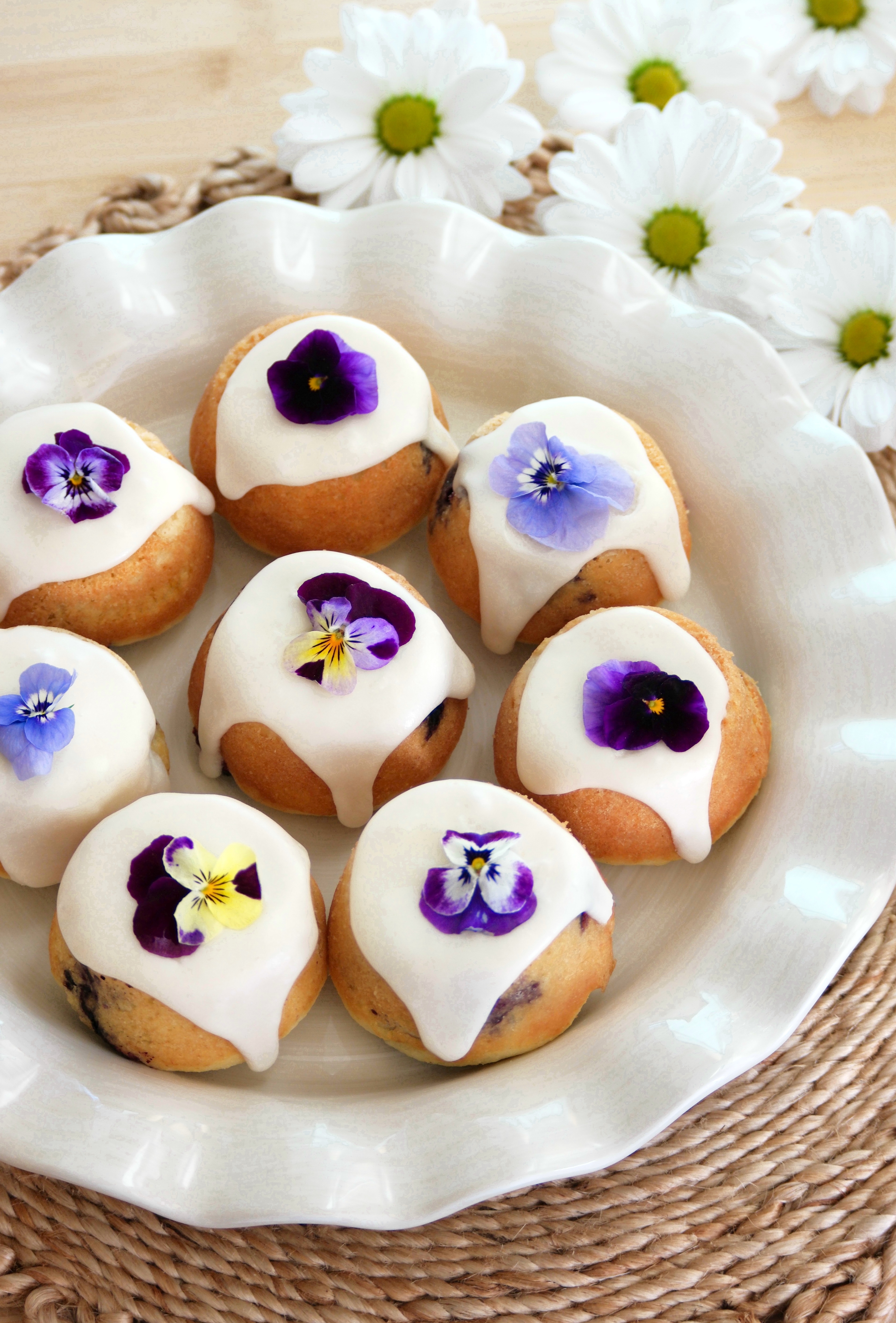 Blueberry Cornmeal Tea Cakes with Honey Butter Icing