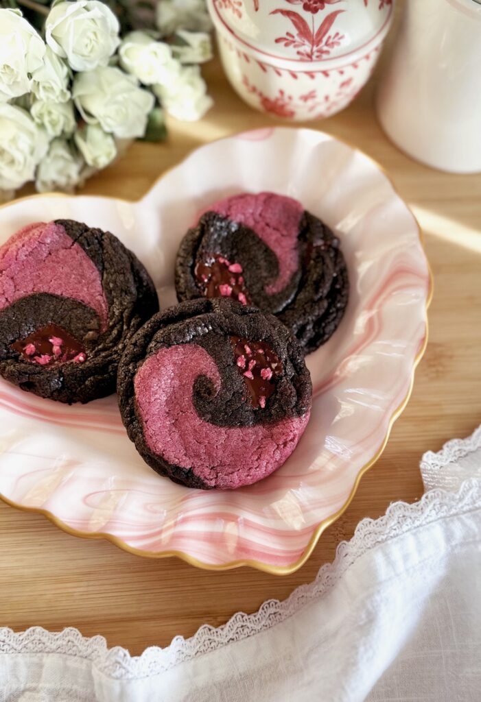 Dark Chocolate Raspberry Swirl Cookies by Browne Mischief