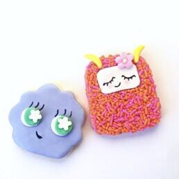 Green-eyed monster and yeti cookies