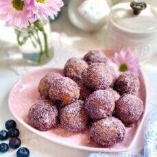 Blueberry Donut Holes with Homemade Blueberry Sugar