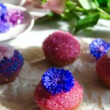 Fairy Puffs sugared mini muffins wtih edible flowers