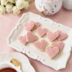 Dainty Pink Shortbread Hearts by Brownie Mischief
